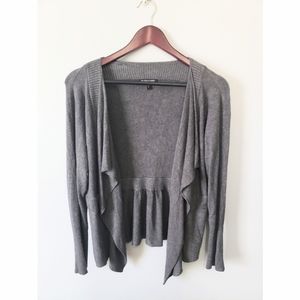 Eileen fisher knit gray waterfall open cardigan sweater size small